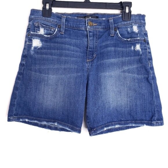 Joe's Jeans Distressed Denim 7" Long Inseam Jean Shorts Women's Size 27 - Picture 1 of 10